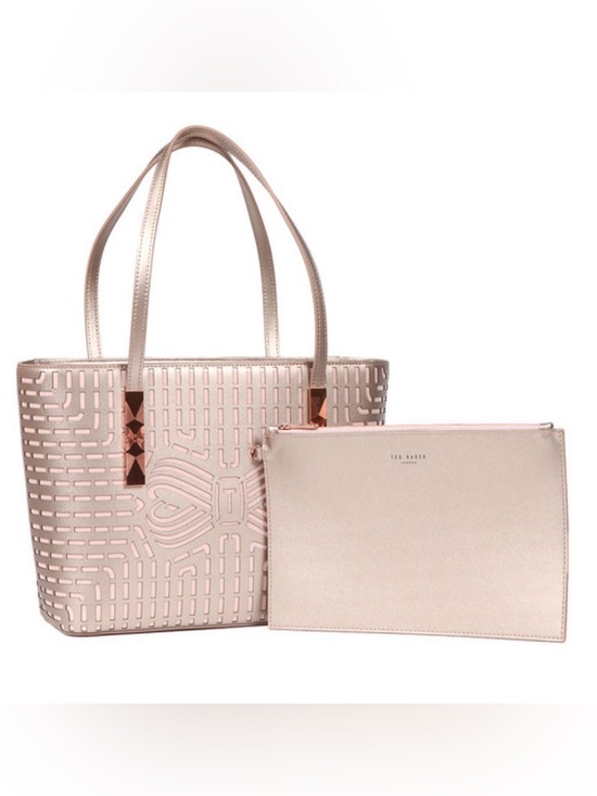 Ted Baker Handbags - Ted Baker Rose Gold Laser-Cut Tote with Matching Pouch